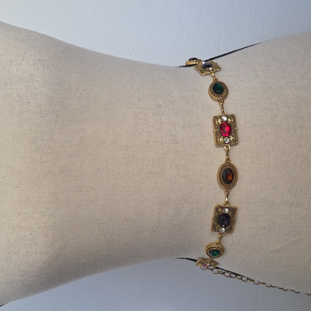 Gold and Multicolor Gemstone Belt